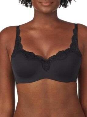 LE MYSTERE Black Lace Tisha T-Shirt Bra, 32G